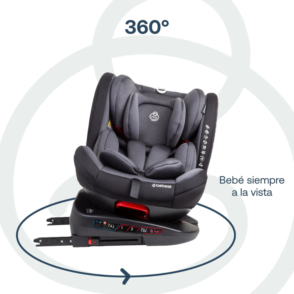 Silla de Auto Convertible 360° Isofix Saturn - Gris | Bebesit