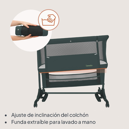 Cuna Colecho Jodie - Green Graphite | Lionelo