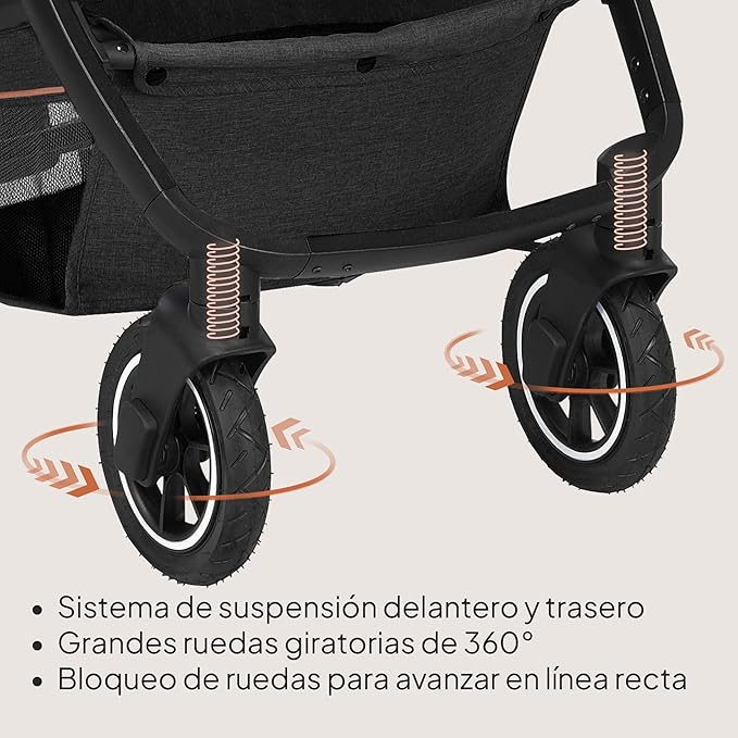 Coche Travel System 3 en 1 Amber - Black Silver | Lionelo