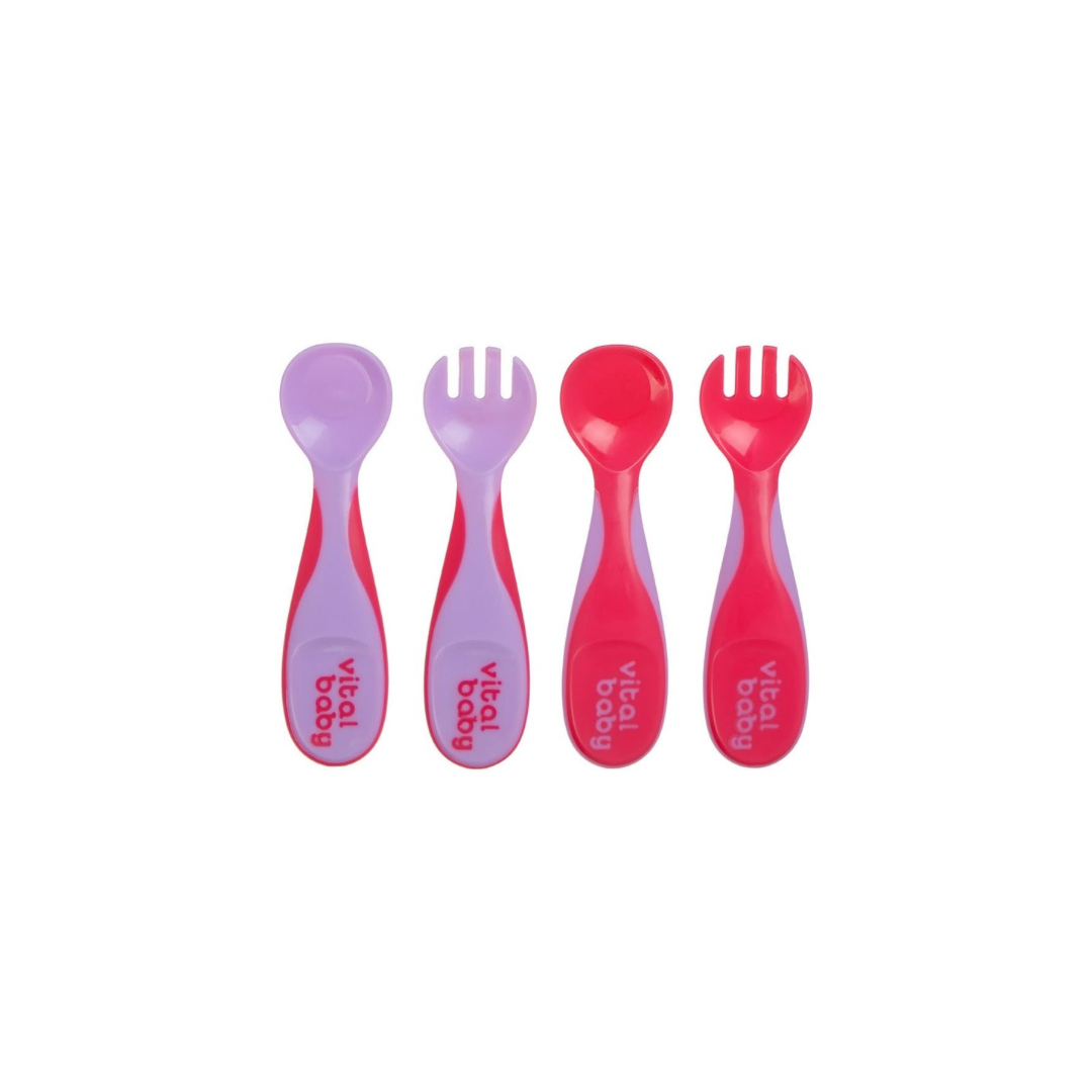 Set of 4 Plastic Cutlery - Pink and Purple