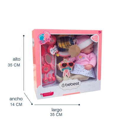 Muñeca Bebé 42 cm con Accesorios - Celeste | Bebesit