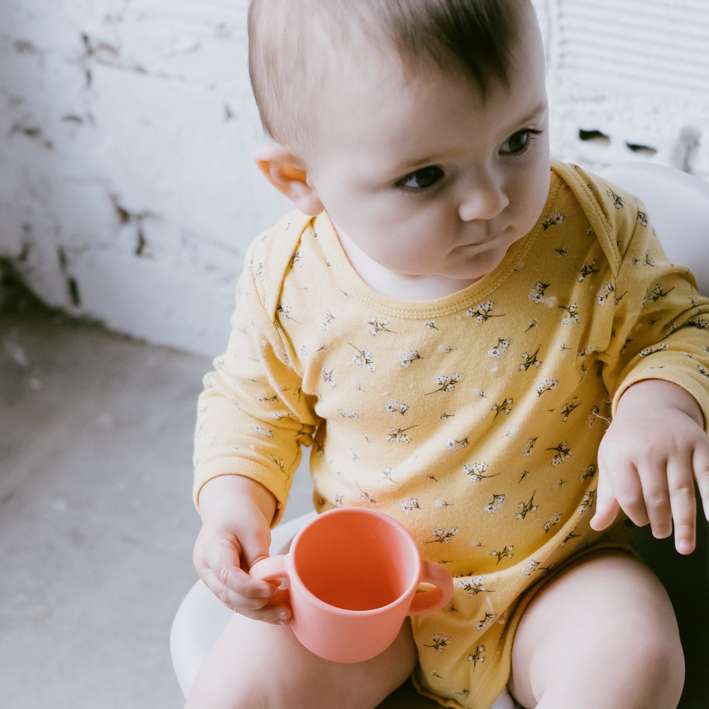 Set of 2 Bambino Silicone Cups - Yellow and Coral