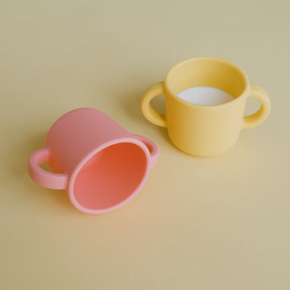 Set of 2 Bambino Silicone Cups - Yellow and Coral