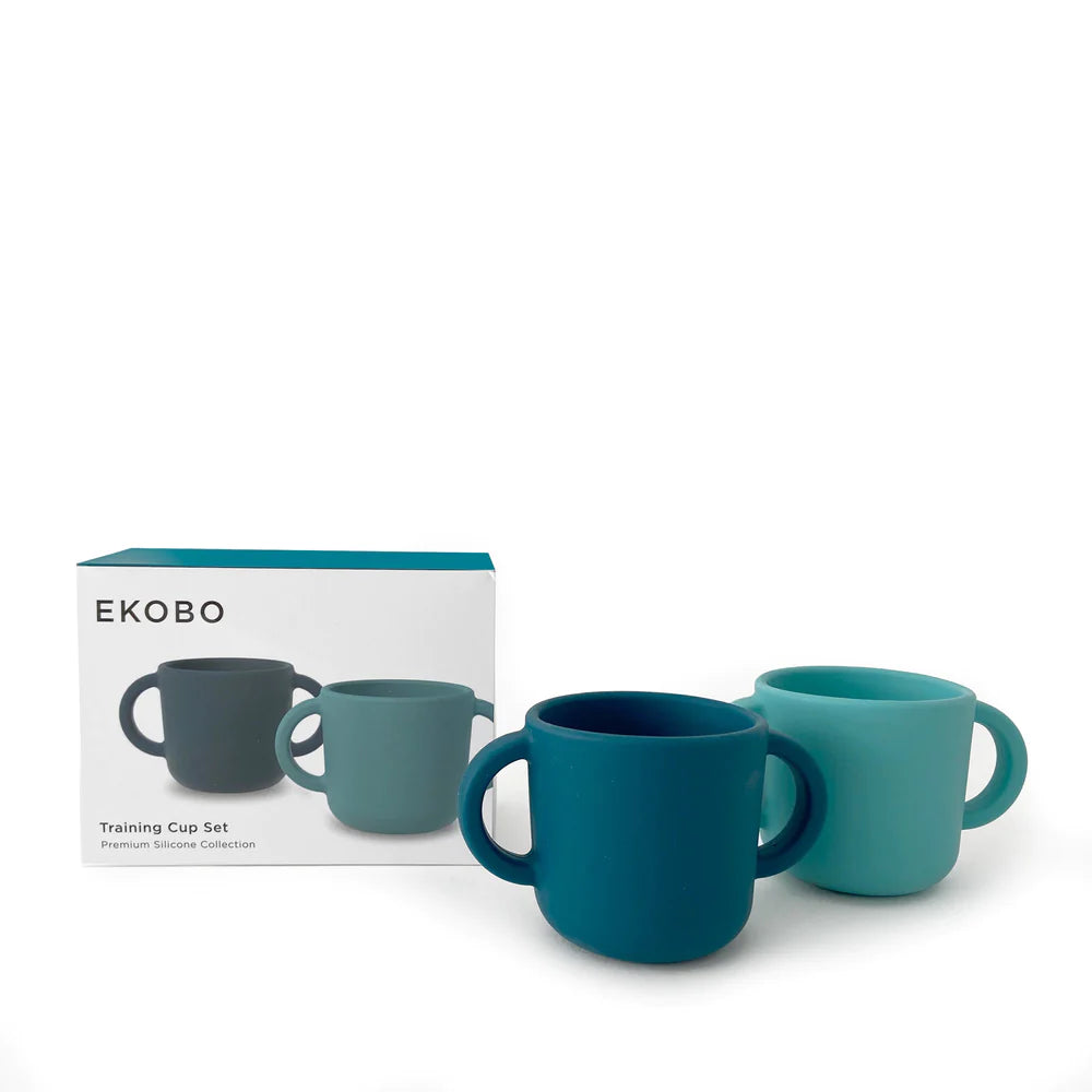 Set de 2 Tazas Bambino de Silicona - Celeste y Verde Azulado