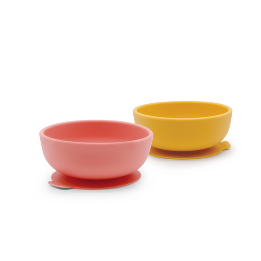 Set de 2 Bowls de Silicona Bambino - Amarillo y Coral