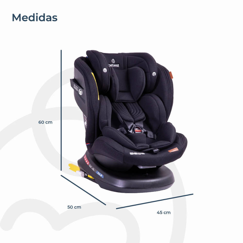 Silla de Auto Convertible Isofix Supra 360º Premium - Negro | Bebesit