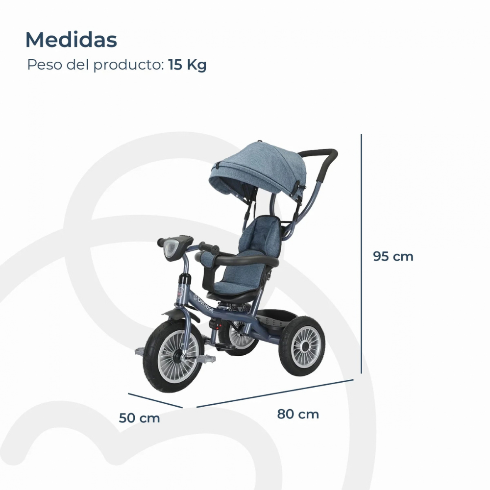 Triciclo de Paseo Infantil 360 LX - Azul | Bebesit