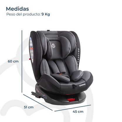 Silla de Auto Convertible 360° Isofix Saturn - Gris | Bebesit