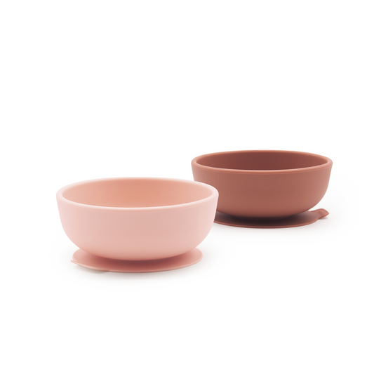 Set de 2 Bowls de Silicona Bambino - Rosado Claro y Terracota
