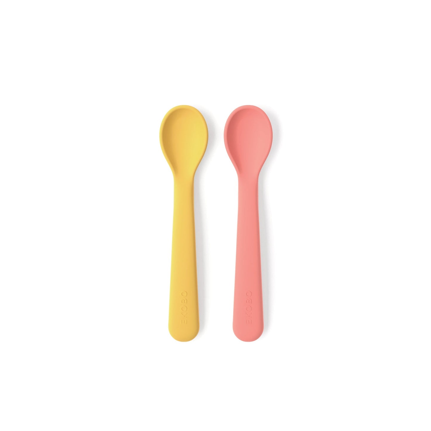 Set of 2 Bambino Silicone Spoons - Yellow and Coral