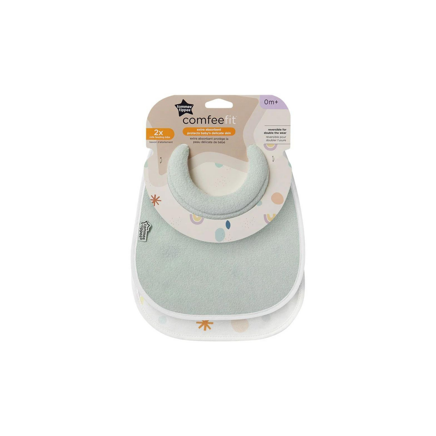 Set of 2 Reversible Absorbent Bibs - Sage