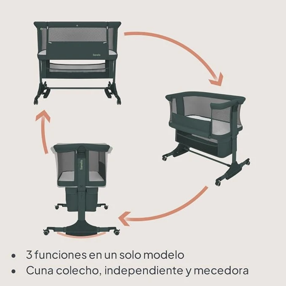 Cuna Colecho Jodie - Green Graphite | Lionelo