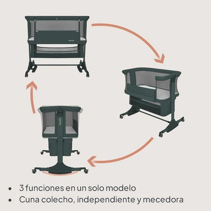 Cuna Colecho Jodie - Green Graphite | Lionelo