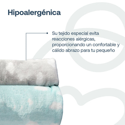 Pack 2 Mantas Hipoalergénicas - Celeste y Gris | Bebesit