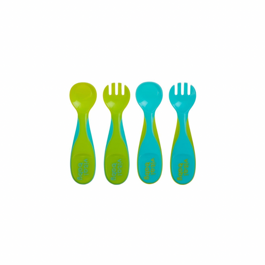 Set of 4 Plastic Cutlery - Blue and Green