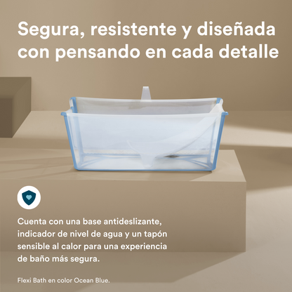 Pack Tina Plegable Flexi Bath® con Soporte para Recién Nacido - Azul Océano | Stokke