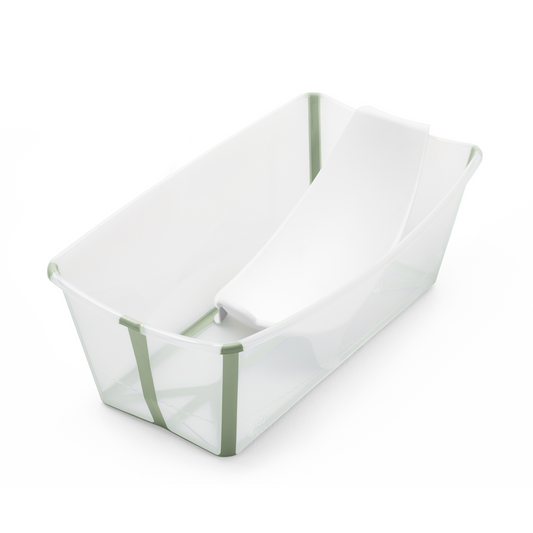 Pack Tina Plegable Flexi Bath® con Soporte para Recién Nacido - Verde Transparente | Stokke
