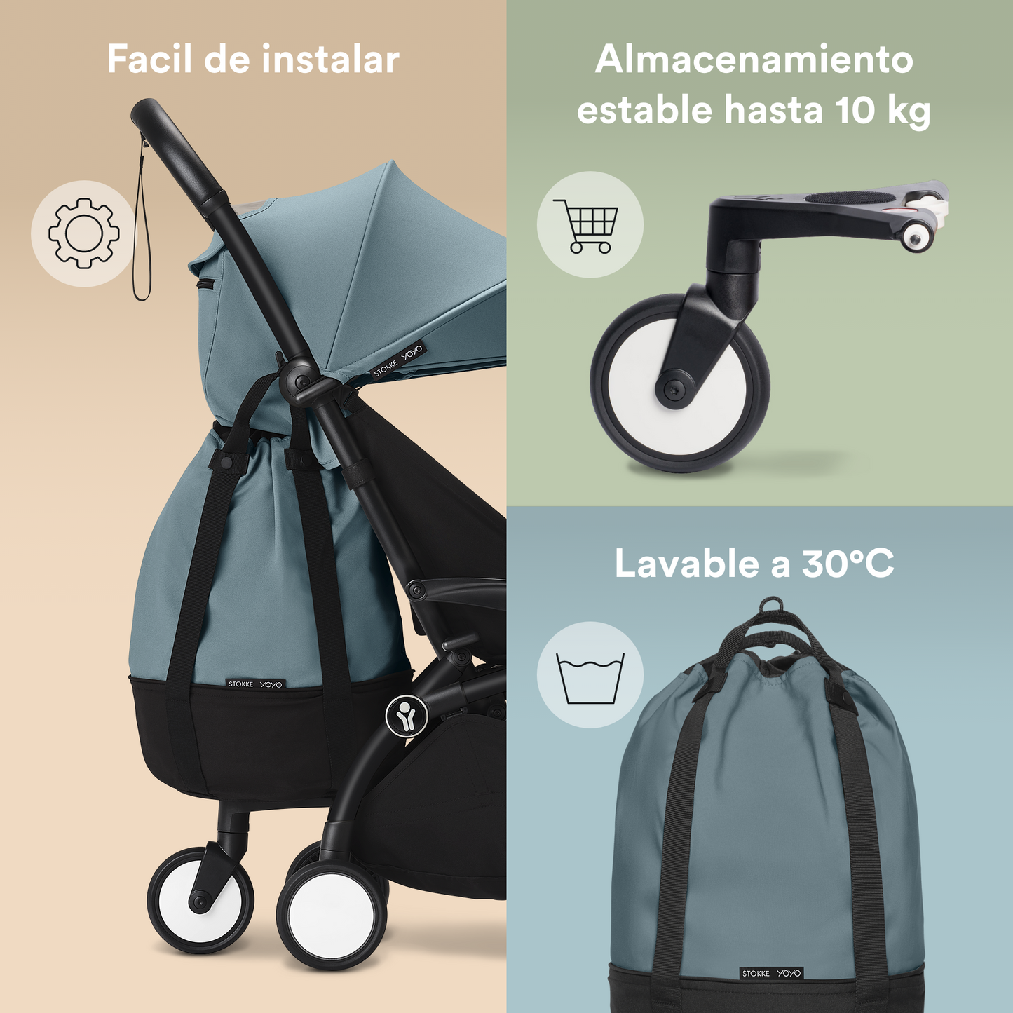 Bolso para Coche Ultracompacto Stokke® YOYO² - Aqua | YOYO by Stokke