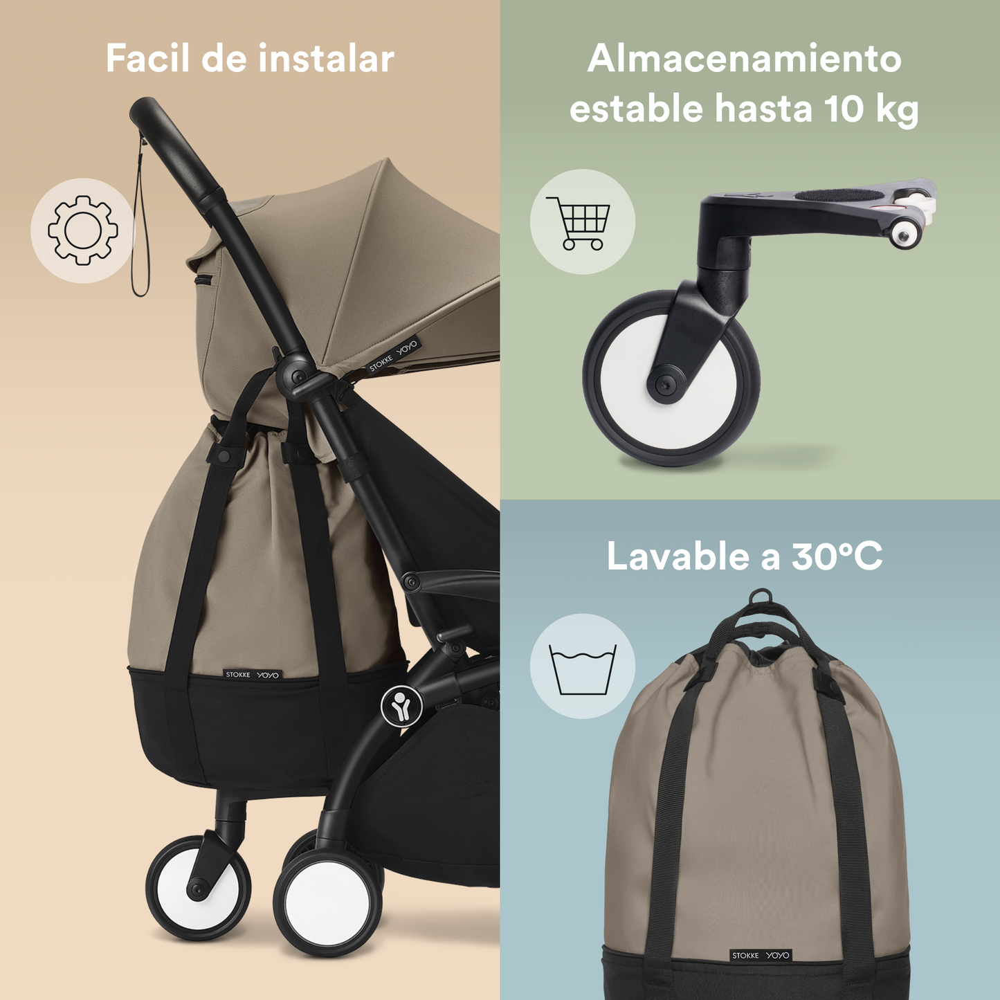 Bolso para Coche Ultracompacto Stokke® YOYO² - Taupe | YOYO by Stokke