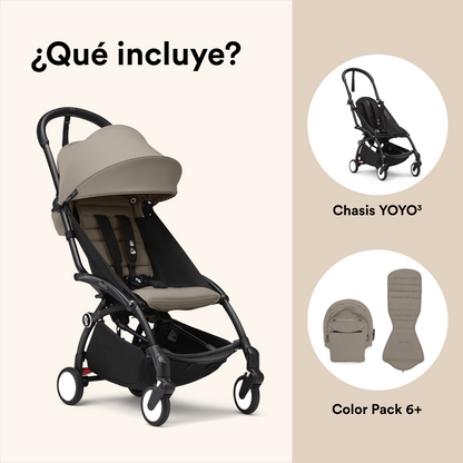Coche Completo Stokke® YOYO³ – Chasis Negro + Asiento 6+ Taupe | YOYO by Stokke