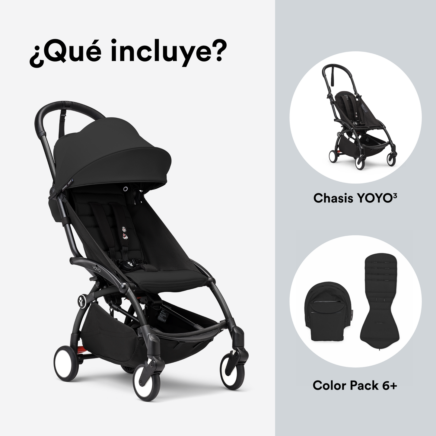 Coche Completo Stokke® YOYO³ – Chasis Negro + Asiento 6+ Negro | YOYO by Stokke