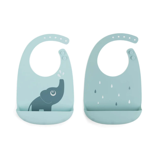 Set de Baberos de Silicona Elphee Azul | Done by deer