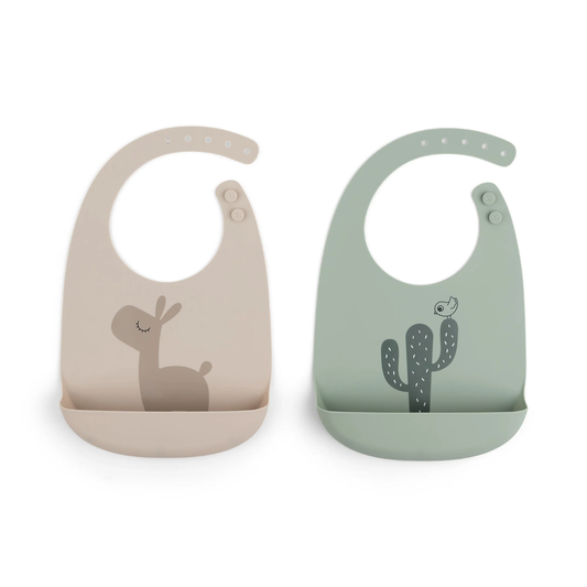 Set de Baberos de Silicona Lalee Arena y Verde | Done by deer