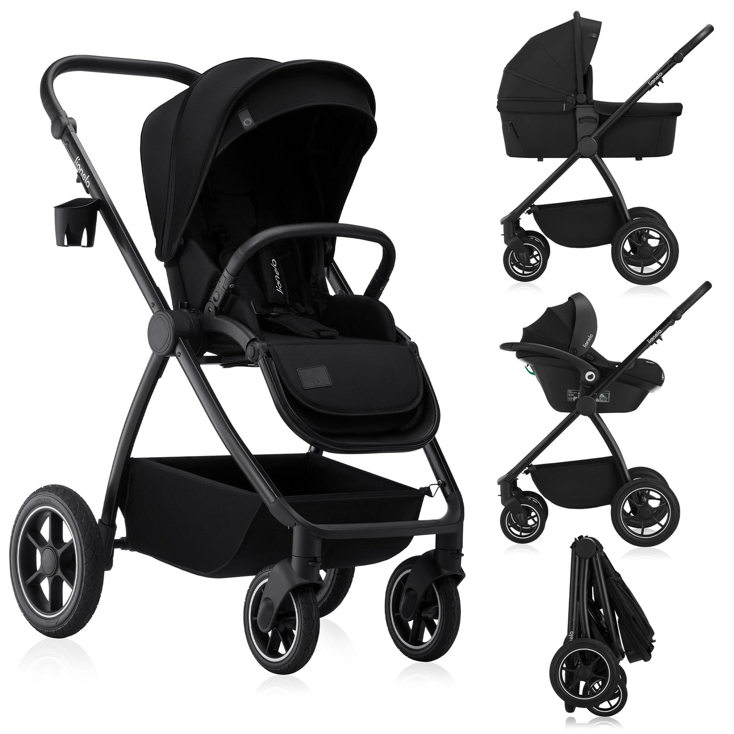 Coche Travel System 3 en 1 Meril - Black Onyx | Lionelo