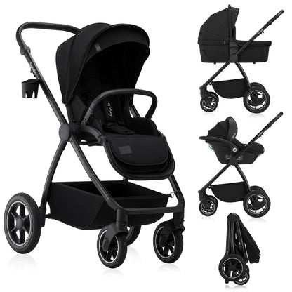 Coche Travel System 3 en 1 Meril - Black Onyx | Lionelo