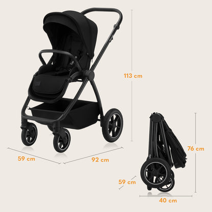 Coche Travel System 3 en 1 Meril - Black Onyx | Lionelo
