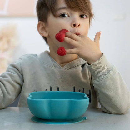 Dark Blue Bear Bowl with Suction Cup and Lid 