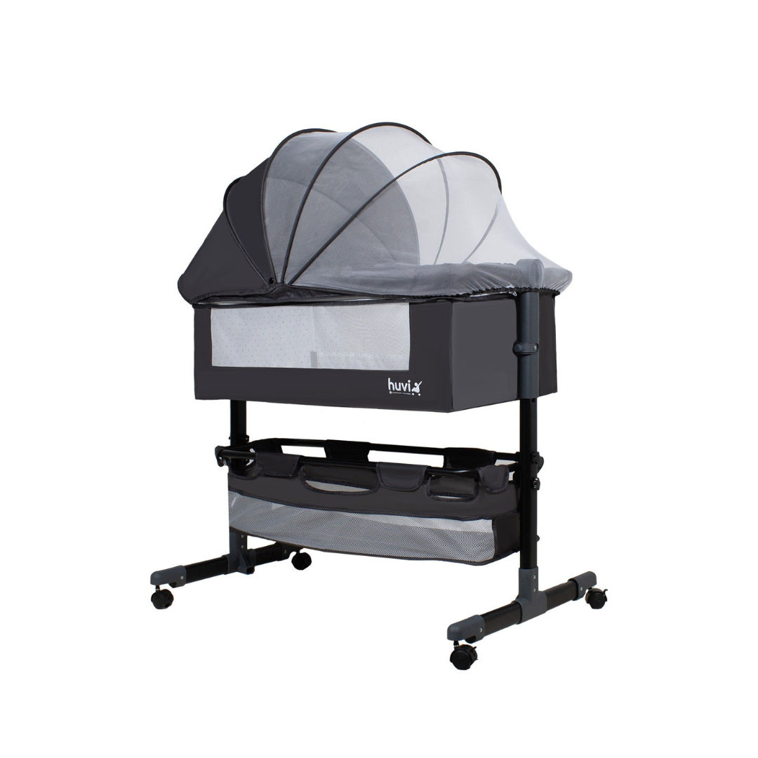 Cuna Colecho Cozy con Colchón Mosquitero y Canasto - Negro | Huvi