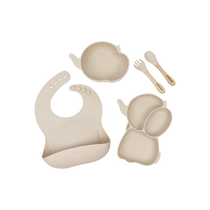 Set Alimentacion Elefante Silicona - Beige