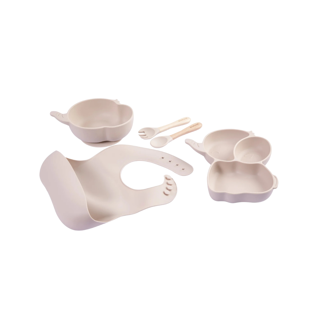 Set Alimentacion Elefante Silicona - Beige