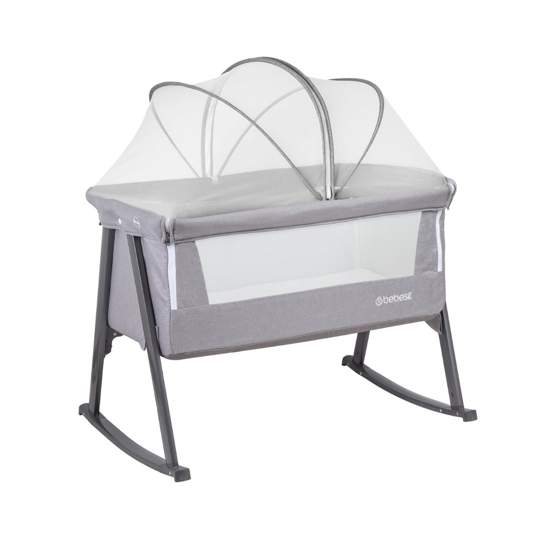 Cuna Moisés Balancín con Mosquitero - Gris | Bebesit