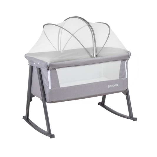 Cuna Moisés Balancín con Mosquitero - Gris | Bebesit