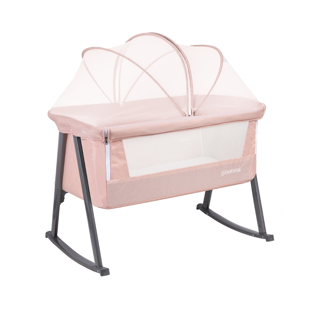 Cuna Moisés Balancín con Mosquitero - Rosa | Bebes
