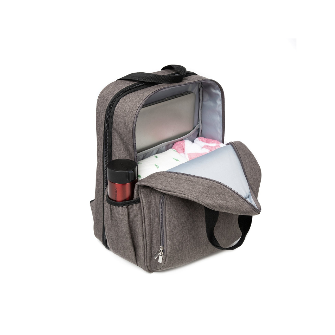 Mochila Maternal 3 En 1, Pañalera, Cuna y Mudador Portátil - Gris | Bebesit