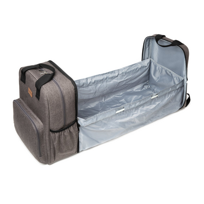 Mochila Maternal 3 En 1, Pañalera, Cuna y Mudador Portátil - Gris | Bebesit