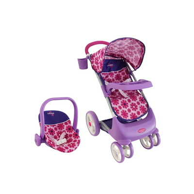 Juguete Muñeca Coche Travel con Cuna - Flores