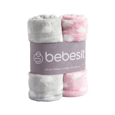 Pack 2 Mantas Hipoalergénicas - Rosado y Gris | Bebesit