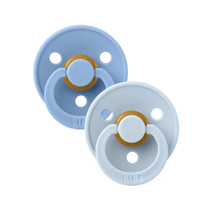 Pack of 2 Natural Rubber Pacifiers - Sky Blue &amp; Baby Blue