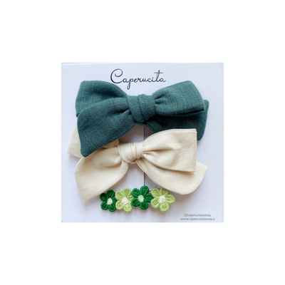 Set Margaritas y Clip Flores - Verde