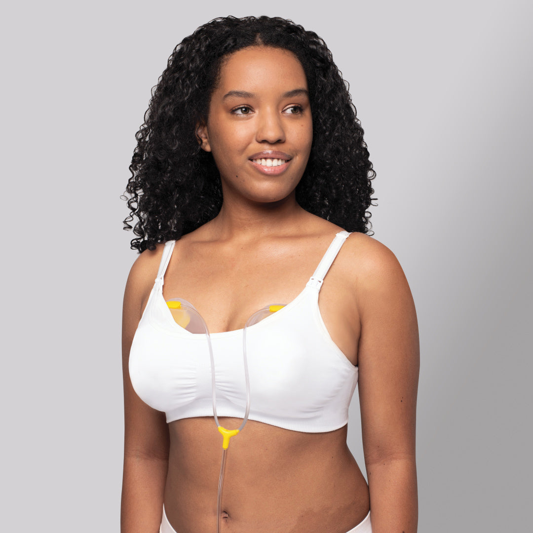 3 in 1 Nursing and Pumping Bra - White