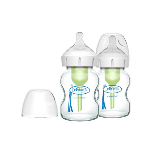 Pack de 2 Mamaderas de Vidrio Anticólicos Boca Ancha - 150ml