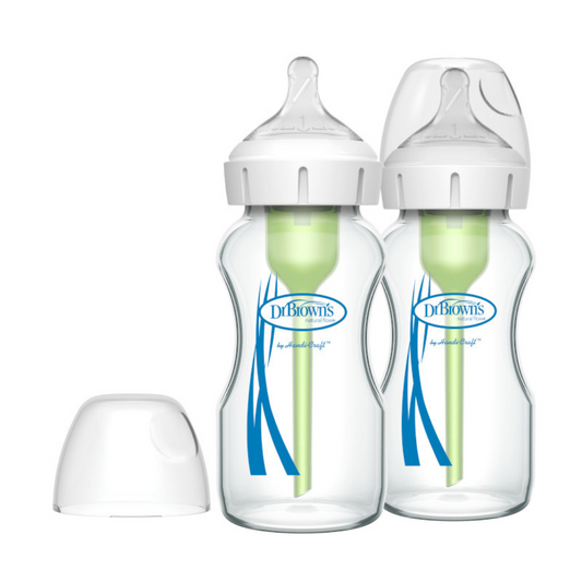 Pack de 2 Mamaderas de Vidrio Anticólicos Boca Ancha - 270ml