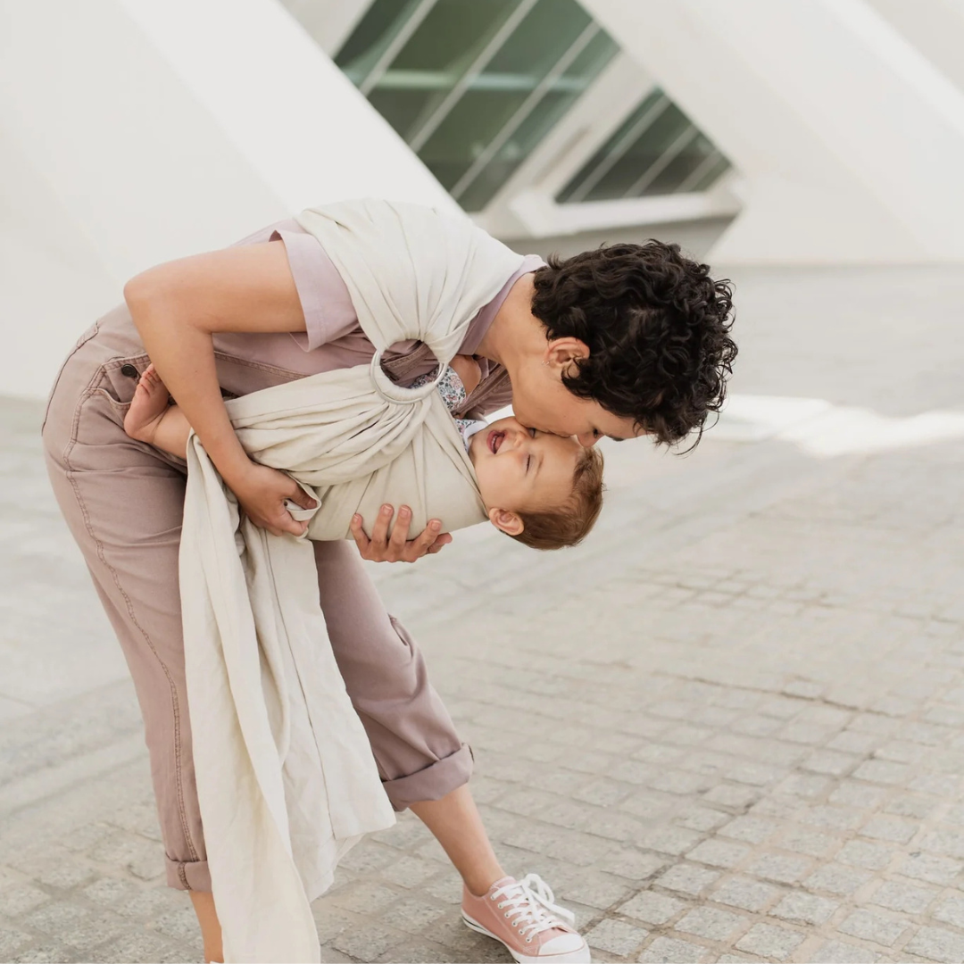 Portabebé Bandolera Ergonómica - Boba Ring Sling - Lino Pampas Beige