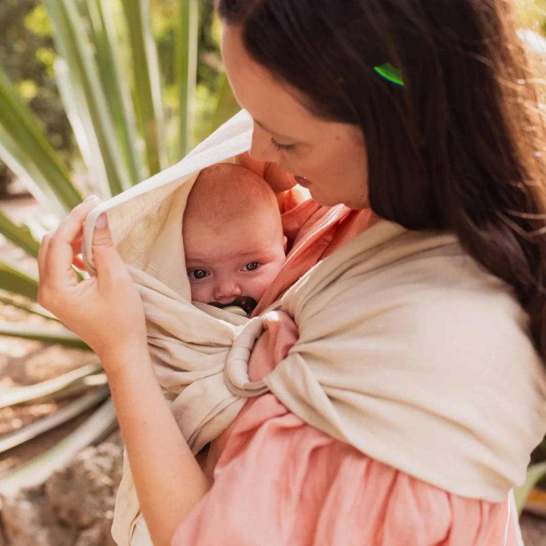 Portabebé Bandolera Ergonómica - Boba Ring Sling - Lino Pampas Beige