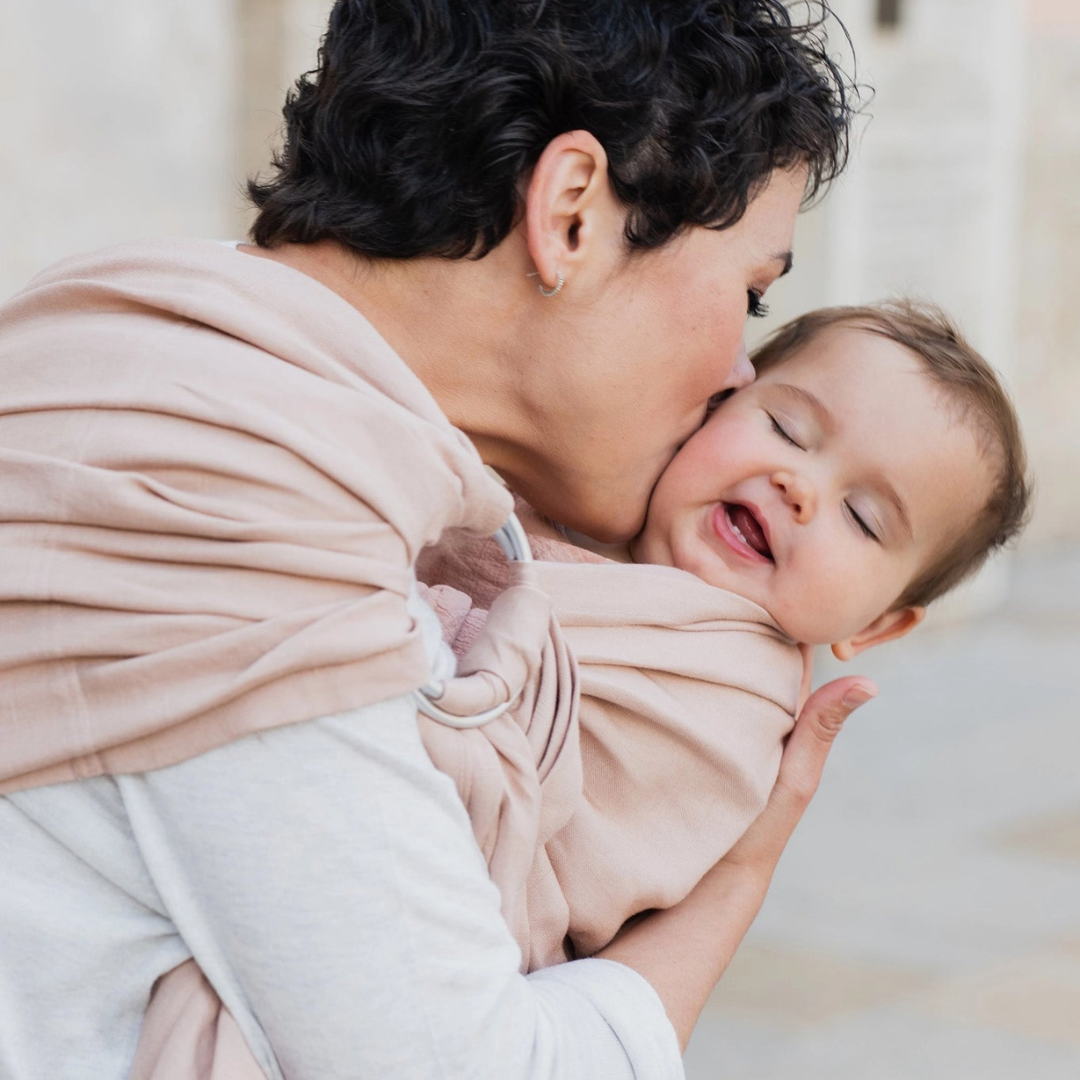 Portabebé Bandolera Ergonómica - Boba Ring Sling - Lino Peony Pink