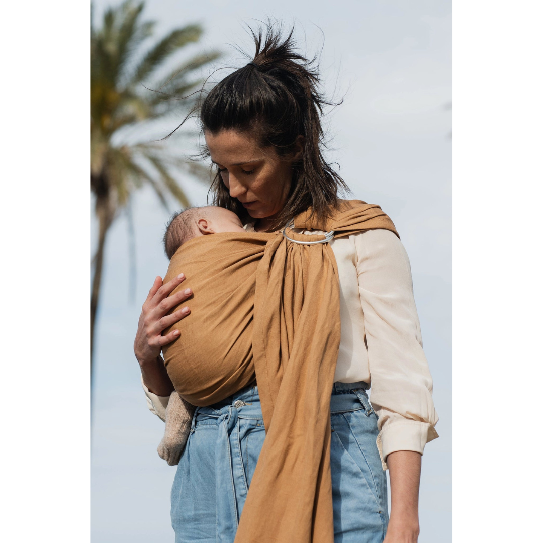 Portabebé Bandolera Ergonómica - Boba Ring Sling - Lino Rye Brown